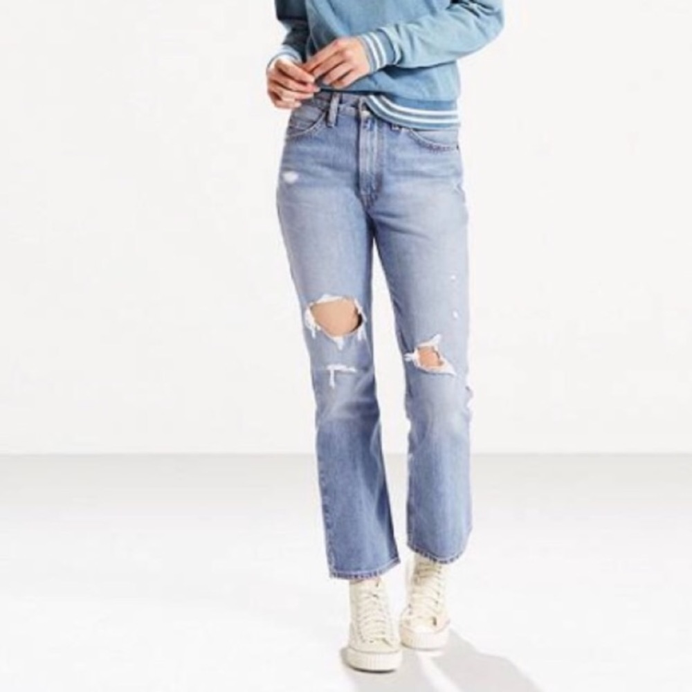 Levis 517 Bootcut Cropped Blogger High Rise Jeans